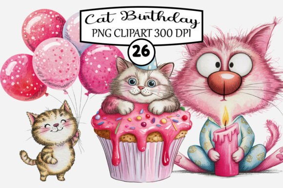 Download Whimsical Cat Birthday Clipart - Whimsical Collection