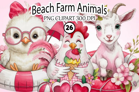 Download Whimsical Beach Farm Animals PNG Clipart - Whimsical Collection