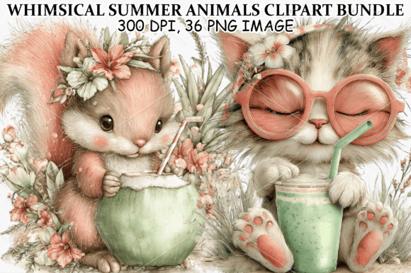 Download Whimsical Summer Animals Clipart Bundle - Whimsical Collection