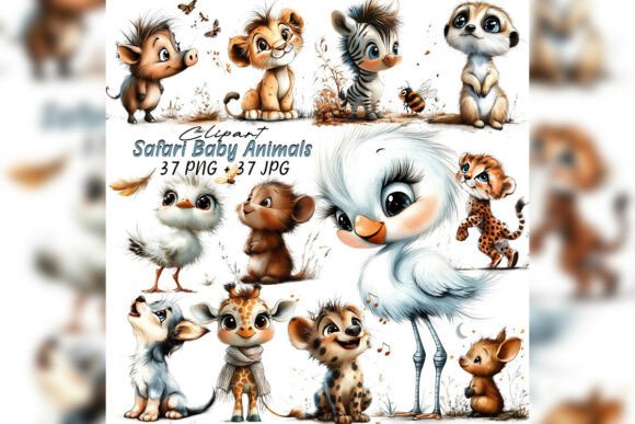 Download Whimsical Safari Baby Animals Clipart - Whimsical Collection