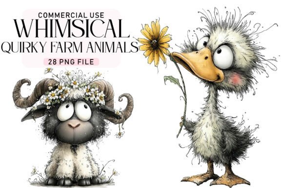 Download Whimsical Quirky Farm Animals PNG - Whimsical Collection