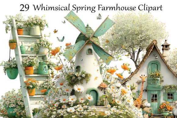 Download Whimsical Spring Farmhouse Clipart - Whimsical Collection