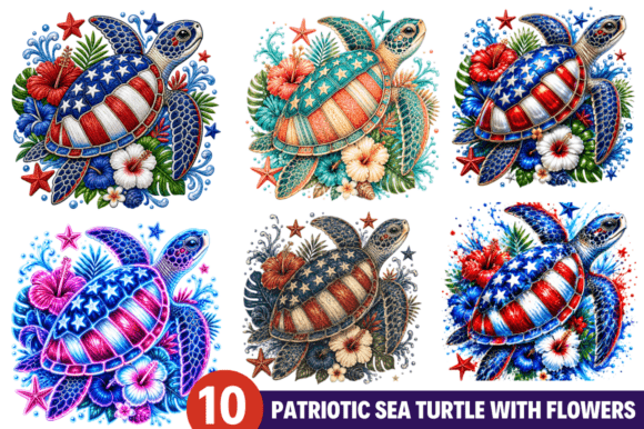Download Patriotic Sea Turtle Clipart PNG Bundle - Premium Resources