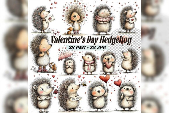 Download Whimsical Valentine Hedgehog Clipart Set - Whimsical Collection