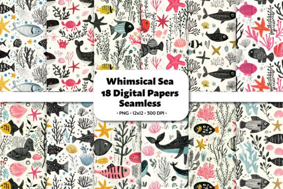 Download Whimsical Sea Seamless Pattern Vol.1 - Whimsical Collection