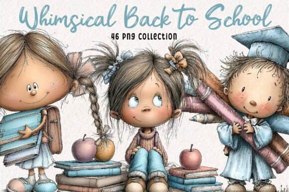 Download Whimsical Back to School Kids Clipart - Whimsical Collection