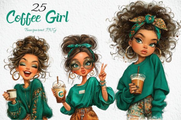Download Whimsical Summer Coffee Girl Clipart - Whimsical Collection