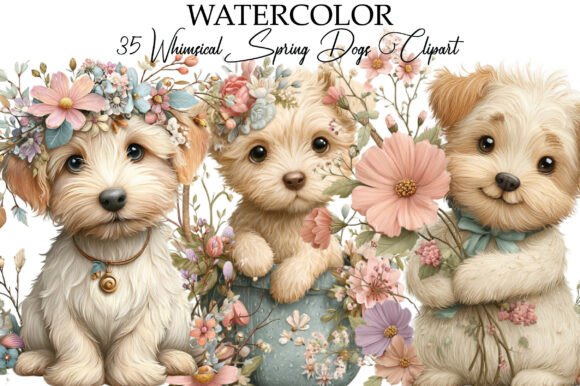Download Whimsical Spring Dogs Clipart - Whimsical Collection