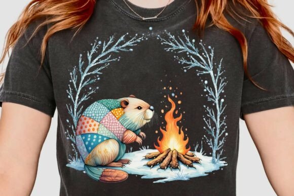 Download Whimsical Winter Beaver Campfire Art Png - Whimsical Collection
