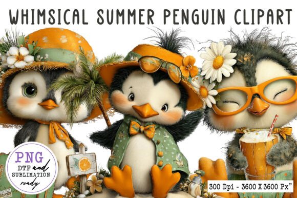 Download Whimsical Summer Penguin Clipart PNG - Whimsical Collection