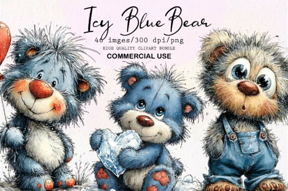 Download Whimsical Icy Blue Teddy Bear PNG - Premium Resources