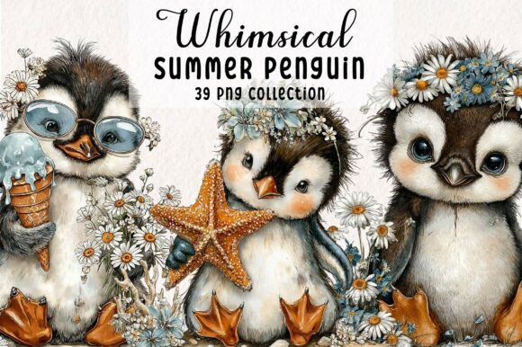 Download Whimsical Summer Penguin Clipart PNG - Whimsical Collection