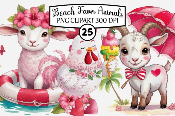 Download Whimsical Beach Farm Animals PNG Clipart - Whimsical Collection