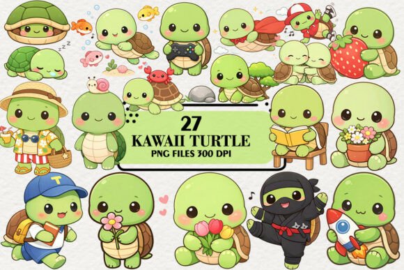 Download Kawaii Sea Turtle Clipart Bundle - Sea turtle clipart Collection