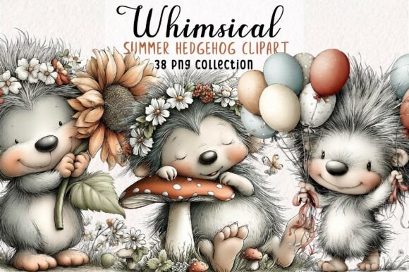 Download Whimsical Summer Hedgehog Clipart PNG - Whimsical Collection