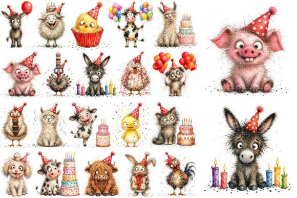 Download Whimsical Funny Animals Birthday Clipart - Whimsical Collection