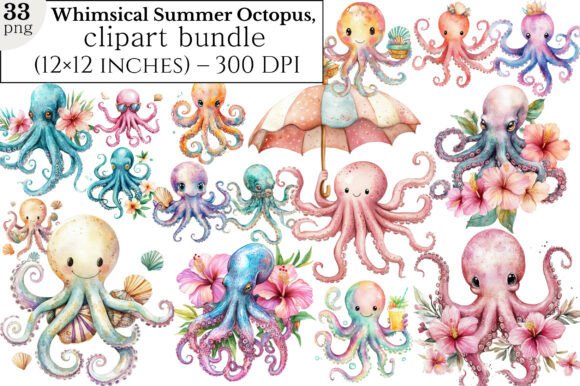 Download Whimsical Summer Octopus Clipart Bundle - Whimsical Collection