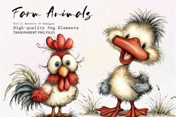 Download Whimsical Quirky Farm Animals PNG - Whimsical Collection