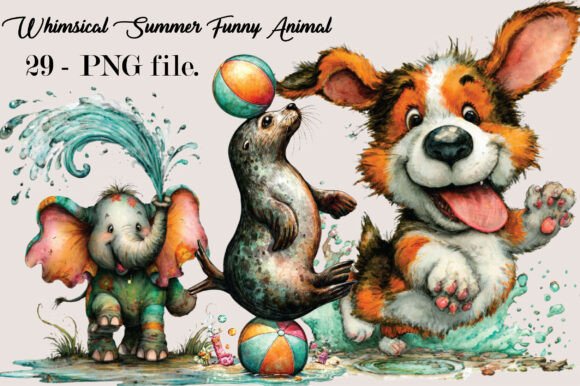 Download Whimsical Summer Funny Animal Clipart Bu - Whimsical Collection