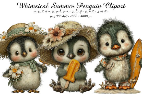 Download Whimsical Summer Penguin Clipart - Whimsical Collection