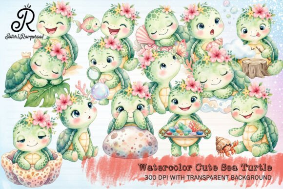 Download Watercolor Cute Sea Turtle Clipart - Premium Resources