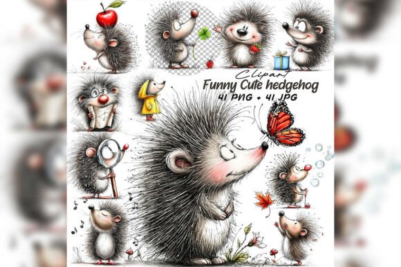 Download Whimsical Hedgehog Clipart Set - Whimsical Collection