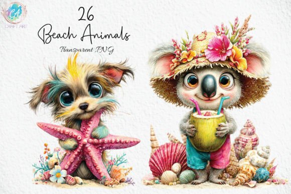 Download Whimsical Summer Beach Animals Clipart - Whimsical Collection