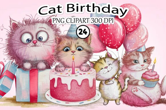 Download Whimsical Cat Birthday Clipart - Whimsical Collection