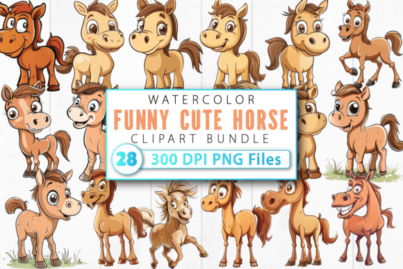 Download Funny Cute Horse Clipart Bundle - Cute horse Collection