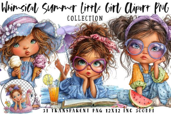 Download Whimsical Summer Little Girl Clipart PNG - Whimsical Collection