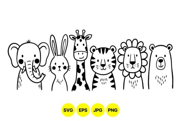 Download Cute Safari Animal Clipart Line - Cute safari animal clipart Collection
