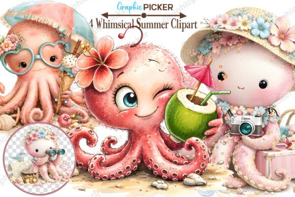 Download Whimsical Summer Octopus Clipart, Summer - Whimsical Collection